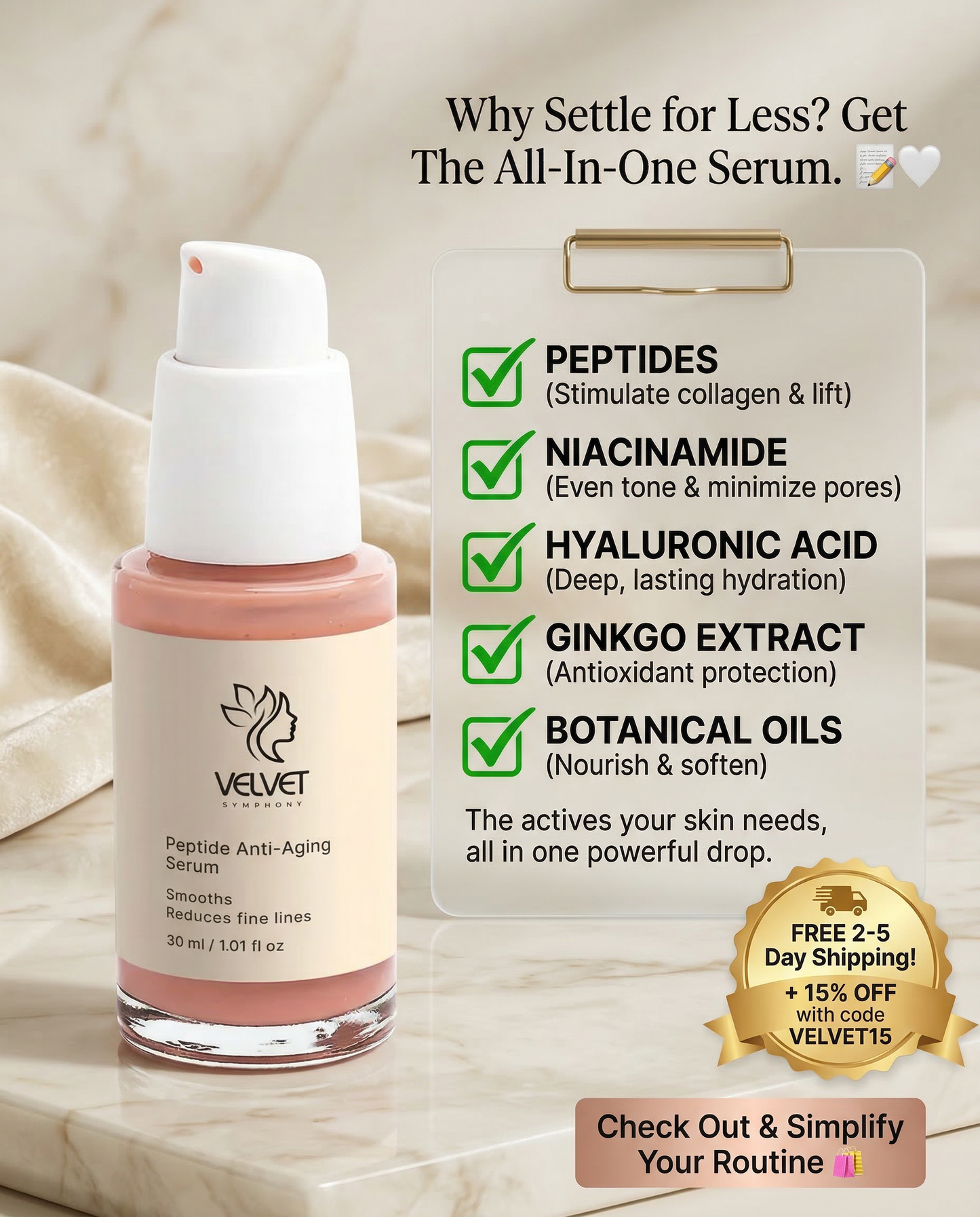 Peptide Enhanced Anti-Ageing Serum Selfnamed