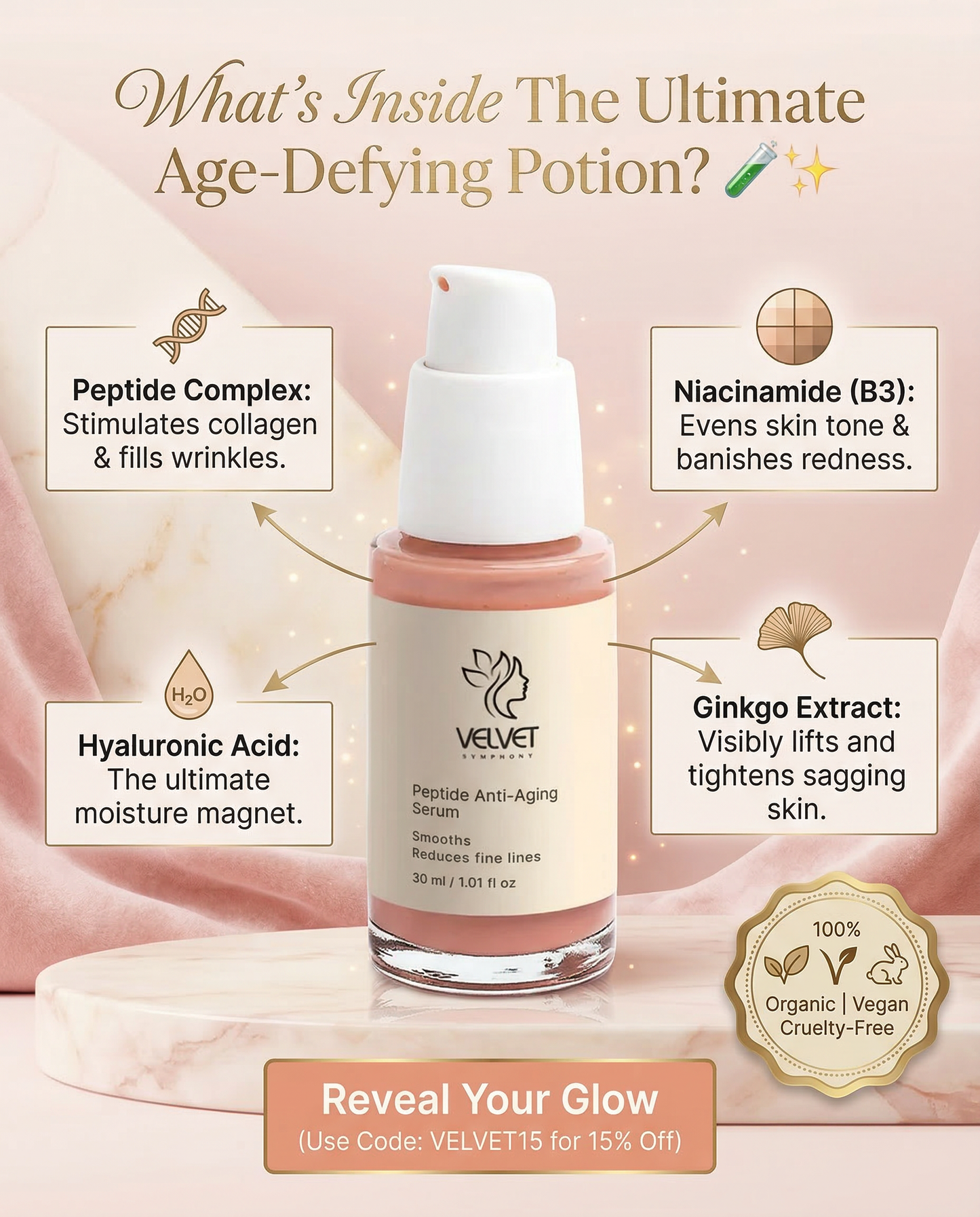 Peptide Enhanced Anti-Ageing Serum Selfnamed